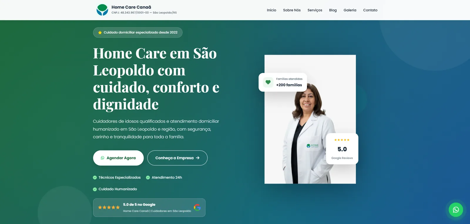 Site Home Care Canaã - desenvolvido pela Yah Digital