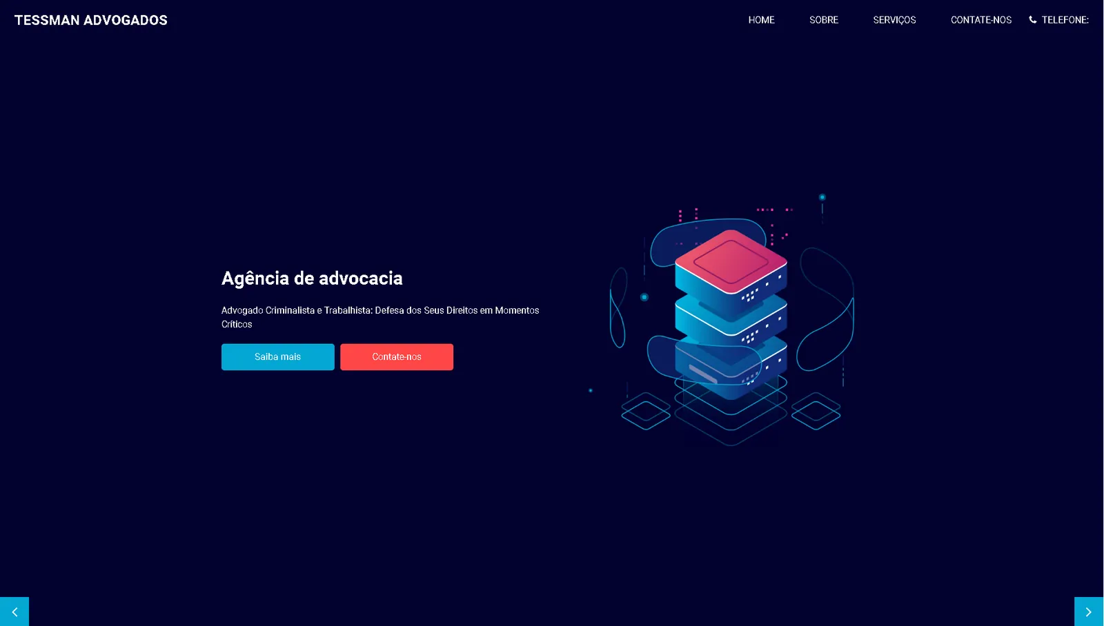 Modelo de site para escritório de advocacia — versão escura