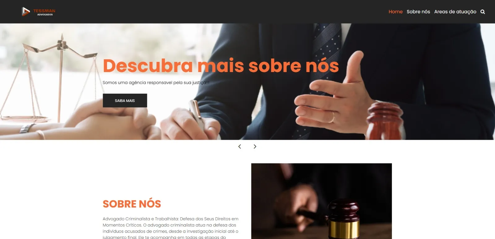 Modelo de site para escritório de advocacia — versão editorial